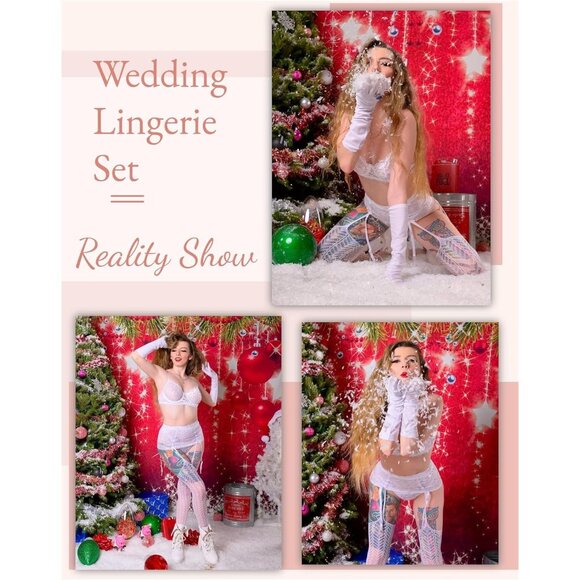 Women White Lingerie Set High Waisted Underwire Lingerie With Garter Belt Lace - Picture 6 of 6